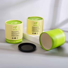 Food Grade Cylinder Paper Tea Tube Cardboard Canister Packaging With Metal Lid